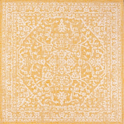 Medallion Mirage 5' Square Gray and Cream Boho-Chic Synthetic Rug