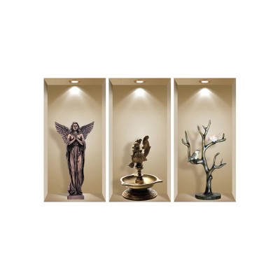 HomeRoots Set of Three Boa Faux Niche 3D Peel and Stick Wall Decals