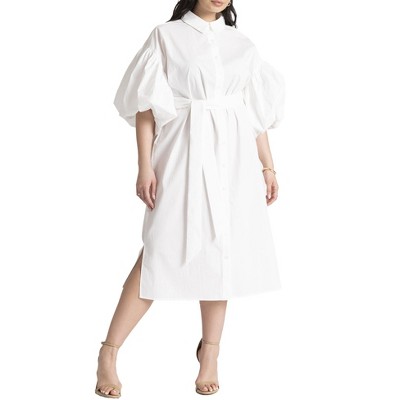 ELOQUII Balloon Sleeve Shirt Dress