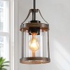 LNC Laius 1-Lights 6" Farmhouse Cylinder Pendant  Lights, Antique  Brown and Black with Clear Glass Shade - 2 of 4