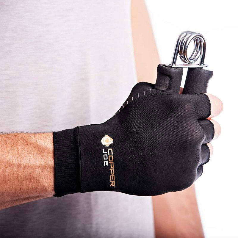 Copper Joe Arthritis Half Finger Gloves - for Gaming, Wrist Support Brace, Carpal Tunnel, Rheumatoid and Tendonitis for Men & Women 1 Pair, 2 of 7