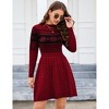 Womens Sweater Dress Long Sleeve Crewneck High Waist A-Line Cute Knitted Mini Sweater Dress - 4 of 4