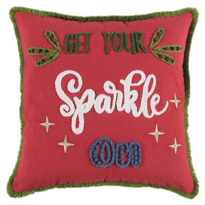 18"x18" Poly Filled 'Get Your Sparkle On' Square Throw Pillow Red - Rizzy Home