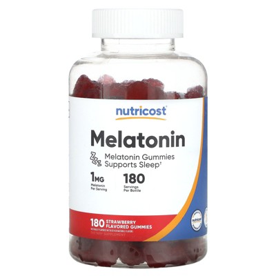 Nutricost Melatonin, Strawberry, 1 mg, 180 Gummies
