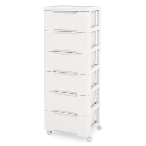 Costway 1/2 PCS 7-Drawer Plastic Rolling Storage Cart with 4 Universal Wheels Dresser Cabinet - 1 of 4