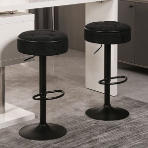 CAVINAS 28"-36.2"Upholstered Counter Height Barstool,Set of 2,Swivel Bar Stools with Adjustable Seat Height,360°Storage Stools,Linen - 1 of 4