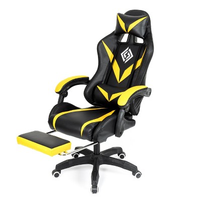Hoffree Upholstered Massage Gaming Chair Ergonomic Office PC Chair with Bluetooth Speaker & RGB Light