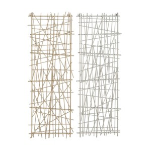 Set of 2 Metal Geometric Overlapping Lines Wall Decors - CosmoLiving by Cosmopolitan: Iron Crafted, Vertical Orientation, Spot Clean - 1 of 4