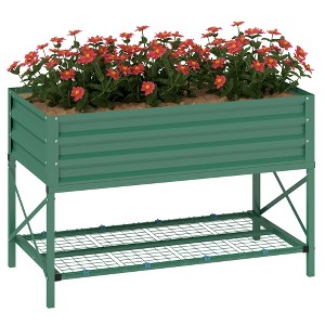 Aghana Digitals Elevated Galvanized Steel Garden Planter with Storage Shelf, Non-Woven Liner & Legs - 1 of 4