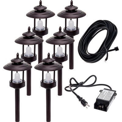 LED Landscape Lighting Kit - 6 Integrated LED Spotlights - Low Voltage  Transformer