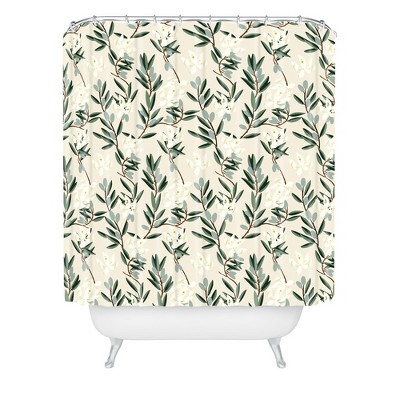 Olive Bloom Shower Curtain Green - Deny Designs