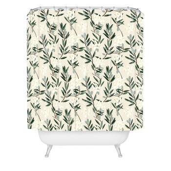 Olive Bloom Shower Curtain Green - Deny Designs