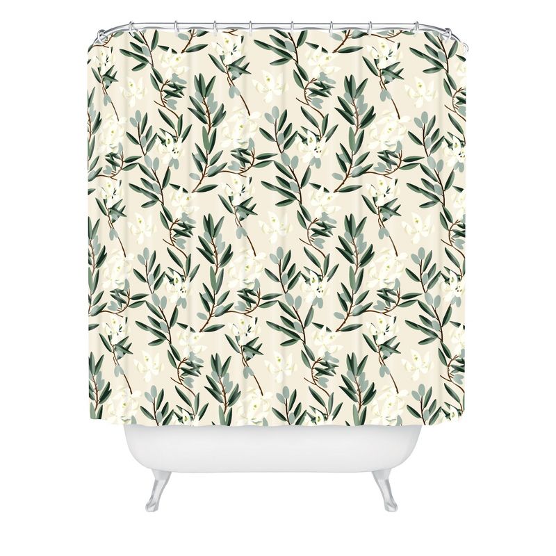 Olive Bloom Shower Curtain Green - Deny Designs, 1 of 7