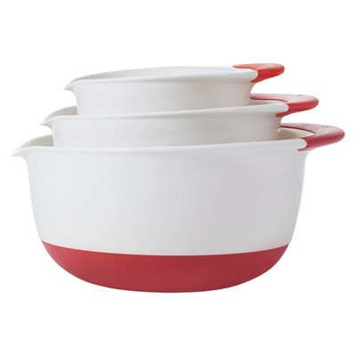 OXO 3pc Mixing Bowl Set with Red Handles