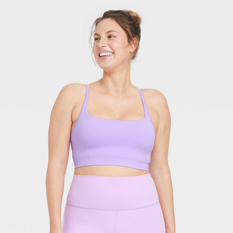 Women's Seamless Light Support Rib Sports Bra - All In Motion™, 4 of 7