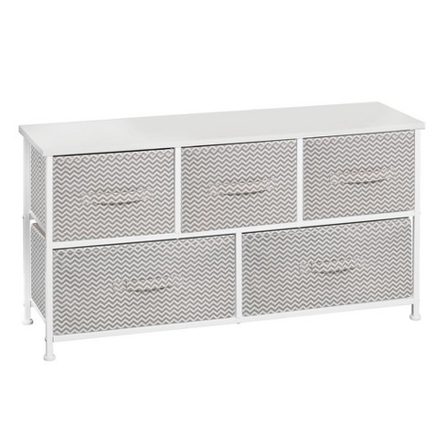 Mdesign Extra Wide Dresser Storage Tower With 5 Drawers Taupe