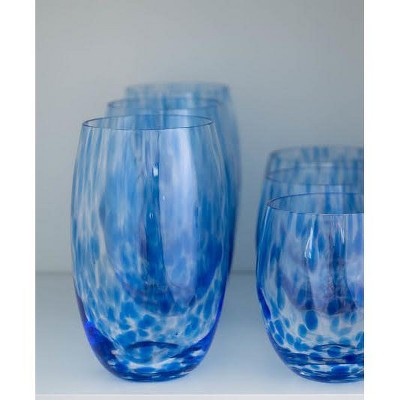 Cobalt Blue Hand Blown Glass Water Tumblers Set