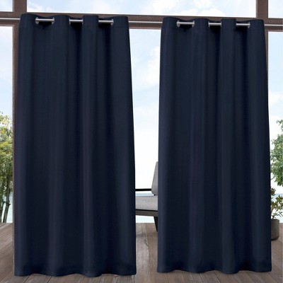 Set of 2 Indoor/Outdoor Solid Cabana Grommet Top Curtain Panels - Exclusive Home