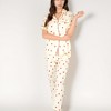 Anna-Kaci Lounge Women's Red Heart Print Pajama Set with Short Sleeve Button-Up Top and Relaxed Fit Elastic Waist Pants - 2 of 4