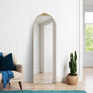 MAYEERTY Full-Length Mirror Wooden Right Angle Arch Gold 67x23x1in with Stand - 1 of 4