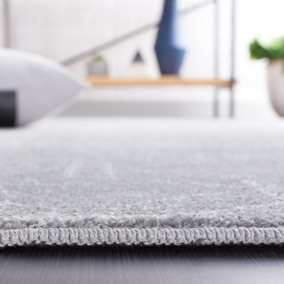 Gray Hand-Knotted Synthetic Rectangular Area Rug