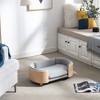 Akoasm 26.4 in. W Small Elevated Dog Bed with Solid Wood Legs, Bentwood Backrest & Velvet Cushion-Light Gray - 3 of 4