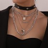 Punk Layered Chain Set - 3-5Pcs Gothic Key & Lock Necklaces, Adjustable for Men & Women - 2 of 4