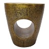 The Urban Port 17" Side End Table Tapered Drum Shape with Unique Hollow Center Antique Brass Aluminum Brass - 2 of 4