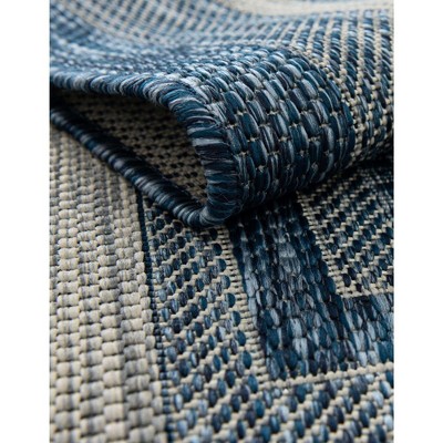 Blue Synthetic Easy-Care Reversible Outdoor Rug 9' x 12'