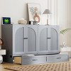 Queen Size Murphy Bed with USB Port and Storage Drawers, Foldable Wood Cabinet Bed for Guest Room-Baofuwish - 3 of 4