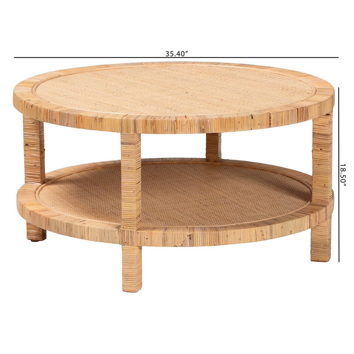 bali & pari Kalimantan Rattan and Mahogany Wood Coffee Table Light Honey - thumbnail 8