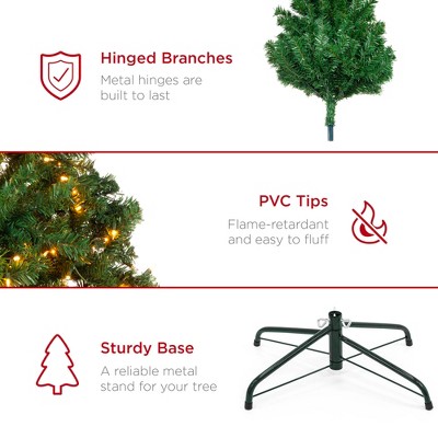 4.5ft Pre-Lit Green Spruce Artificial Christmas Tree with White Lights