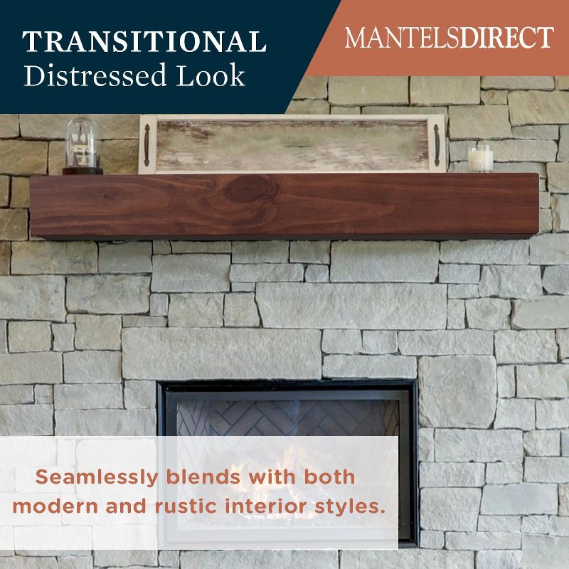 Mantels Direct Dakota Rustic Wood Fireplace Mantel Shelf, 2 of 10