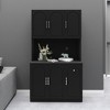 LOVMOR 71"Kitchen Storage Cabinet with Countertop,Freestanding Hutch Cabinet with Adjustable Shelves,6 Doors and 1 Drawer,Black - 4 of 4
