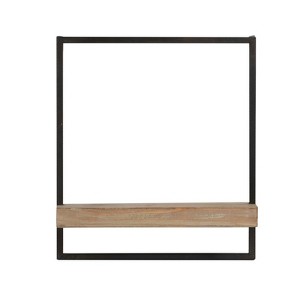 SEVOBAL Utility Storage Shelves Iron and Wood Wall Shelf with Industrial Style for Living Room and Bedroom, Black Brown, 15.7"*5.9"*17.7" - 1 of 4