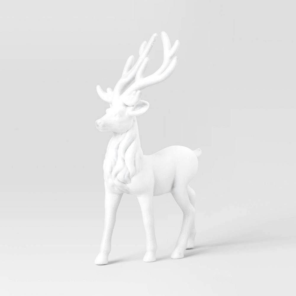 13.5" Christmas Flocked Standing Deer White - Wondershop™