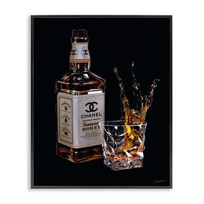 Stupell Industries Splashing Liqueur Glam Whiskey Bottle, 11" x 14"