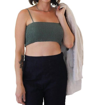Women's Nalini Crop Elastic Smocking Top - Self Contrast