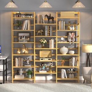 Besiost 6-Tier Bamboo Bookshelf with 17 Disply Sheves, 61-In Wide Open Bookcase - 1 of 4