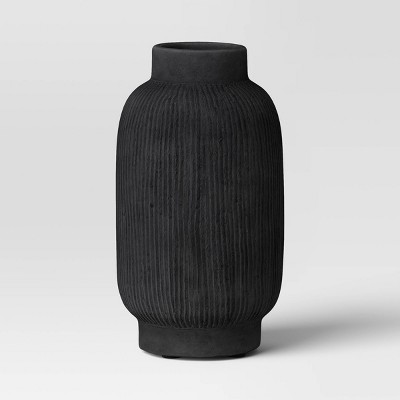 Walbrook Matte Black Vase - Contemporary Black Flower Vase for Black Decor,  Black Vases Home Decor, Decorative Vase for Black Home Decor, Flower Vases