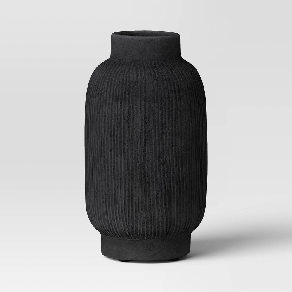 Photos - Vase Tall Ceramic  Black - Threshold™: Watertight Tabletop Decor, Spot Clea