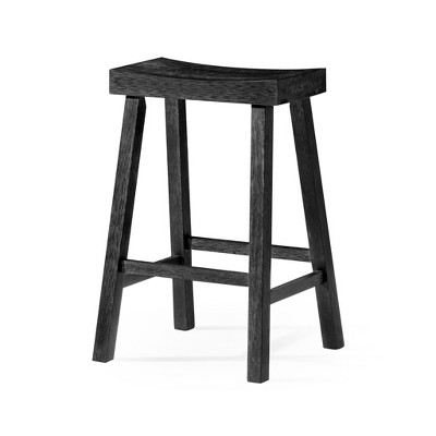 HomeRoots 27" Black Solid Wood Backless Counter Height Bar Chair