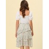 INSPIRE CHIC Women's Floral Layered Elastic Waist Chiffon Ruffle Midi Skirt - 4 of 4