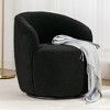 25.6"Swivel Accent 360°Swivel  Armchair Barrel Chair With Black Powder Coating Metal Ring，White+Velvet - 3 of 4