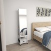 Jewelry Armoire Cabinet with Bottom Drawer & Wheels , 360° Swivel Full Length Mirror with Jewelry Organizer, White - 2 of 4