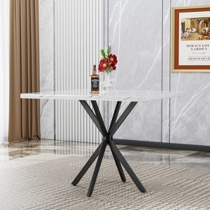 Racxily Square Dining Table for 4-6 Person, Mid Century Modern Design for Kitchen & Office, Space Saving - 1 of 4