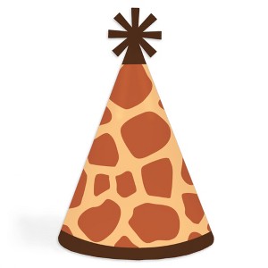 Big Dot of Happiness Giraffe Print - Cone Happy Birthday Party Hats for Kids and Adults - Set of 8 (Standard Size) - 1 of 4