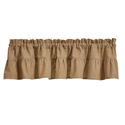 Park Designs Sturbridge Ticking Ruffle Black Valance 14"L