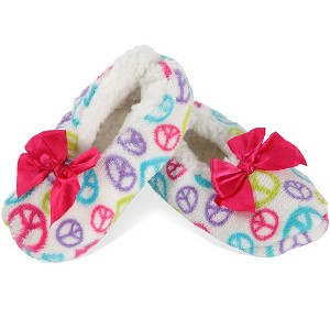 Kids' Peace Out Plush-Lined Nonskid Slippers - 1 of 3
