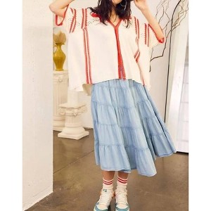 Women's Tiered Pleated Ruffled Midi Skirt - Urban Daizy - 1 of 2